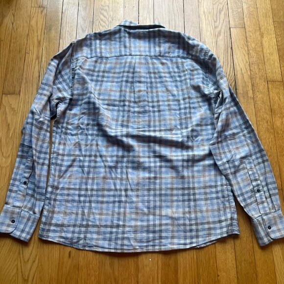Peter Millar Mens L Gray Blue Plaid 100% Cotton Long Sleeve Button-Down Shirt - Picture 10 of 13